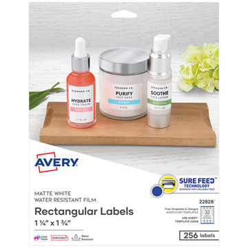 Avery® Removable Durable White Rectangle Labels W- Sure Feed, 1 1-4 X 1 3-4, 256-pk freeshipping - TVN Wholesale